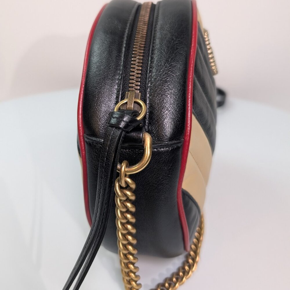 Gucci Beige and Black GG Marmont Round Mini Bag - Picture 7 of 13
